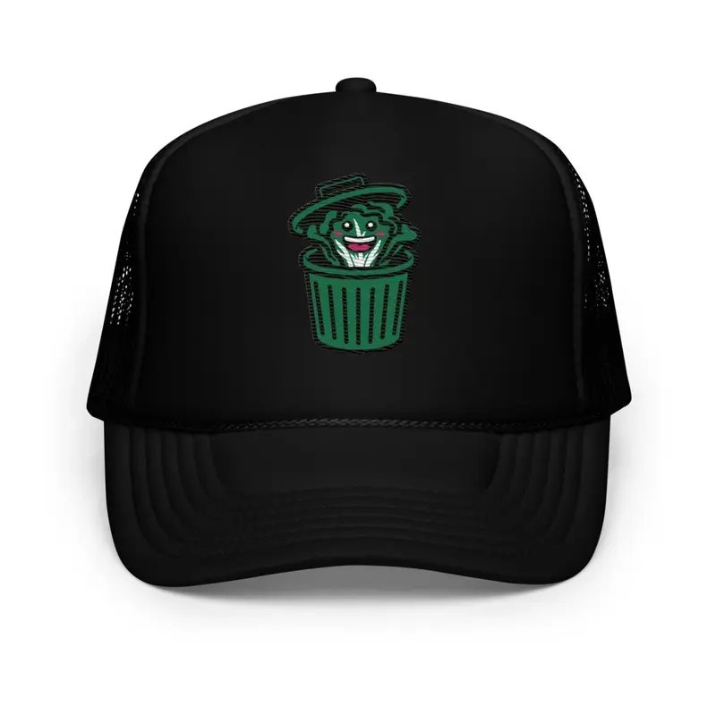 BLACK VEGGIE TRASH CAN - TRUCKER HAT